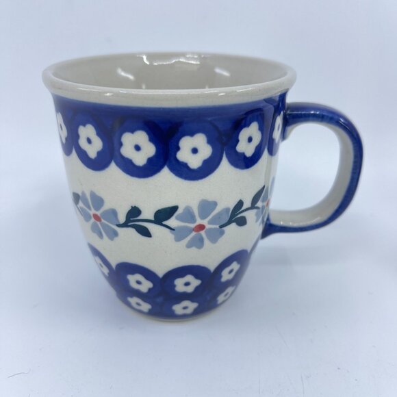 vintage boleslawcu polish pottery mug "forget me not" pattern handcrafted - Picture 1 of 6